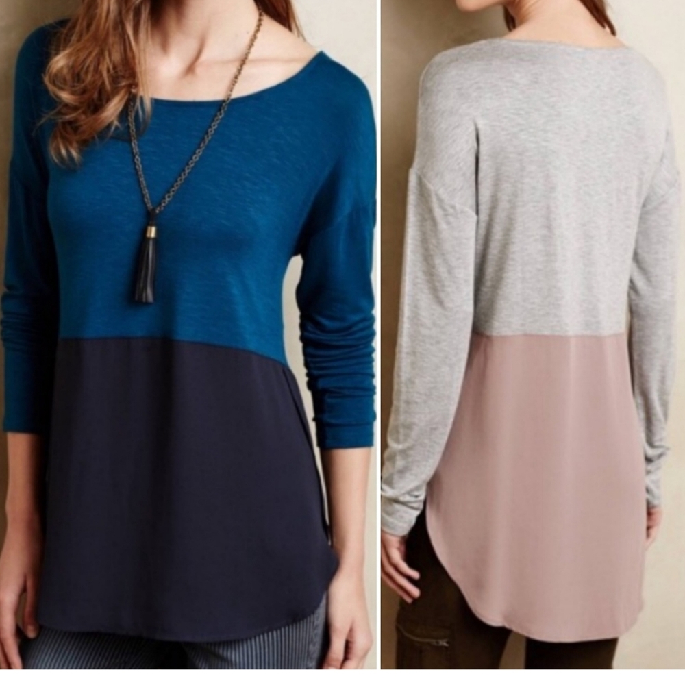 Anthropologie Meadow Rue Mela Colorblock Tunic Top